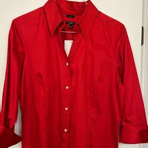 Talbots Stretch, Red shirt in sz XL - beautiful, rich red!  3/4 sleeves.